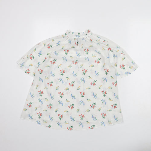 Erin Fetherston Womens White Floral Polyester Basic Button-Up Size 12 Collared