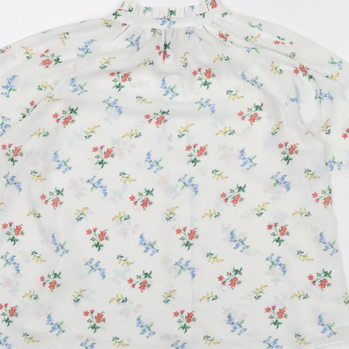 Erin Fetherston Womens White Floral Polyester Basic Button-Up Size 12 Collared