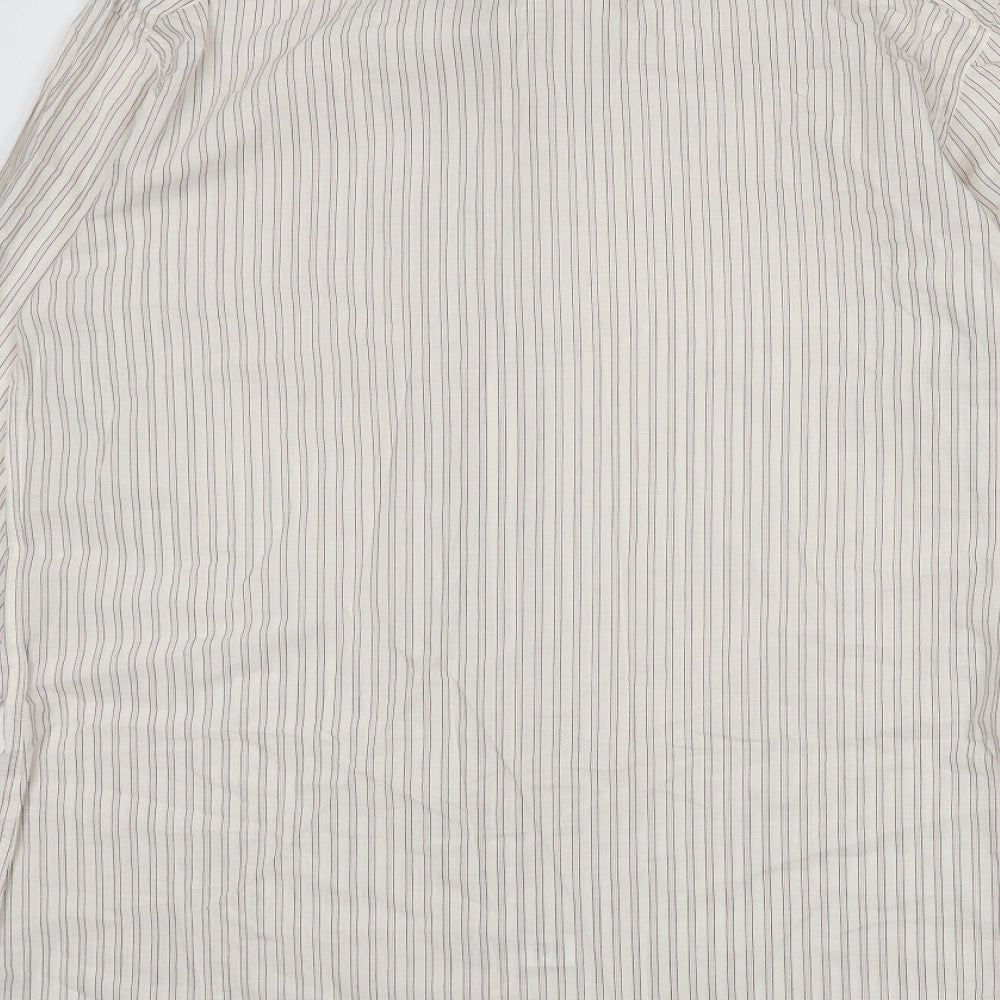 Paul Smith Mens Beige Striped Cotton Button-Up Size 16.5 Collared Button