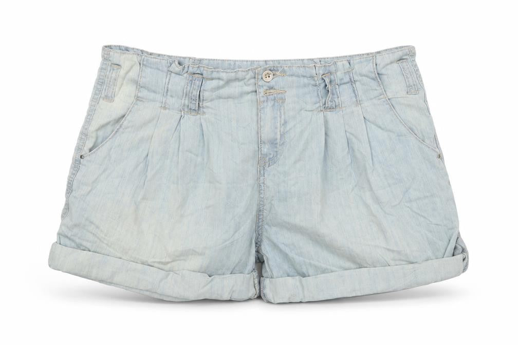 YesYes Womens Blue Cotton Paperbag Shorts Size 8 L3 in Regular Button