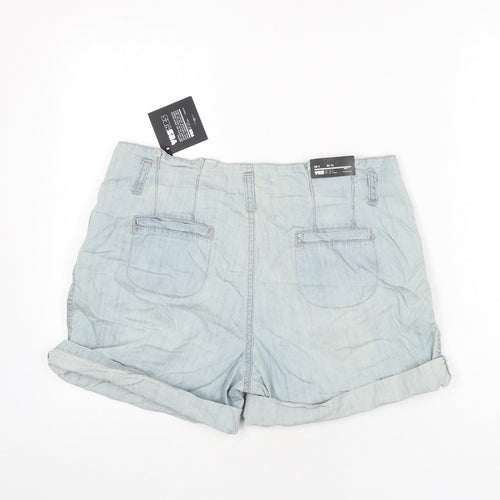 YesYes Womens Blue Cotton Paperbag Shorts Size 8 L3 in Regular Button