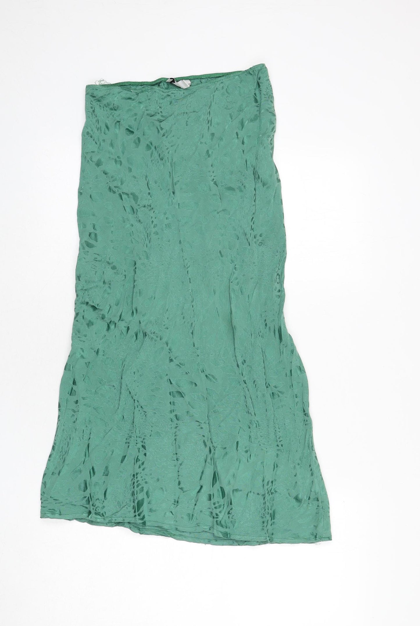 Topshop Womens Green Geometric Viscose A-Line Skirt Size 8