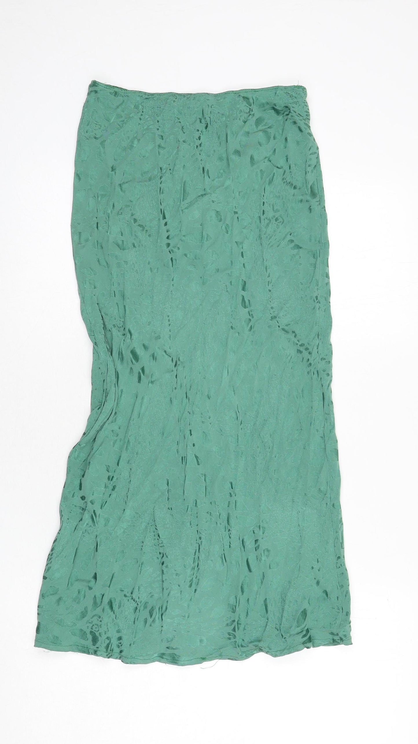 Topshop Womens Green Geometric Viscose A-Line Skirt Size 8
