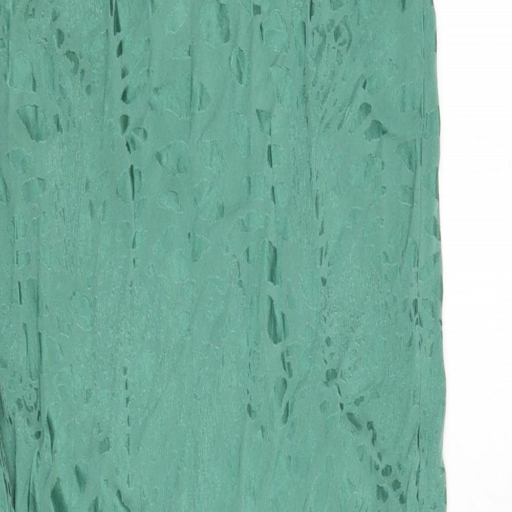 Topshop Womens Green Geometric Viscose A-Line Skirt Size 8