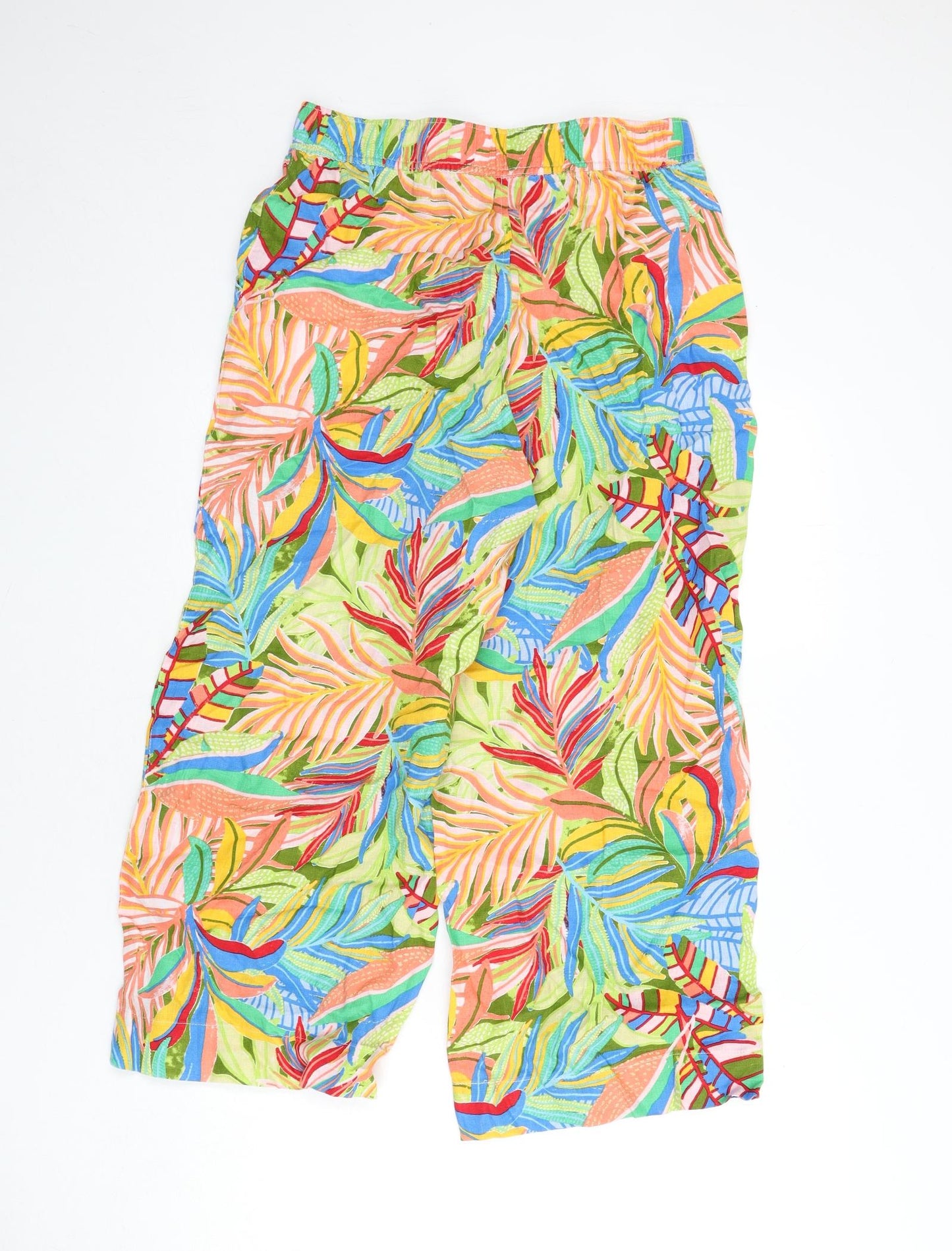 C&C Womens Multicoloured Floral Linen Trousers Size M L24 in Regular