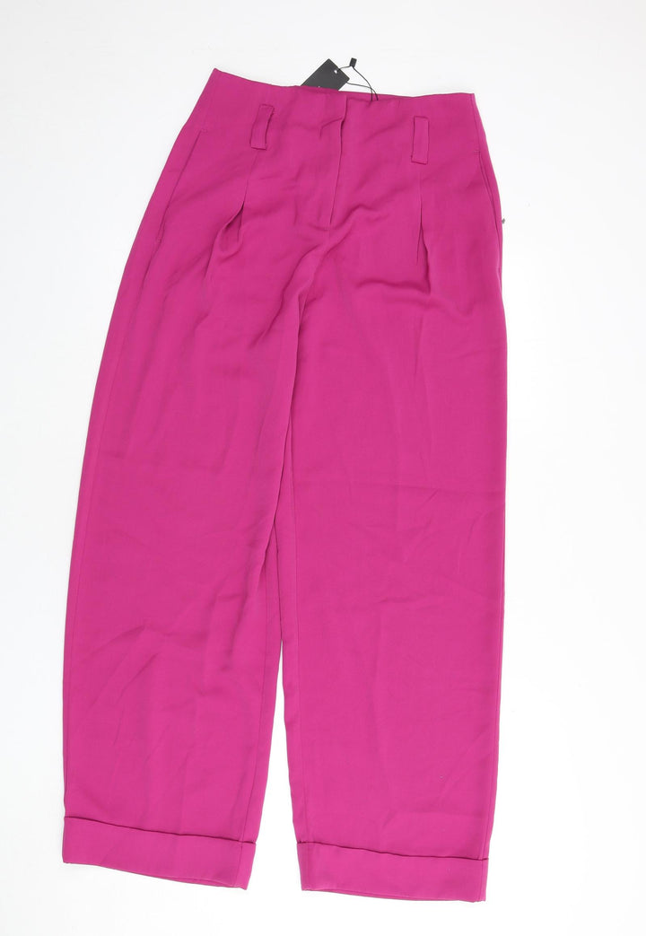 VERO MODA Womens Purple Polyester Trousers Size 8 L28 in Regular Zip