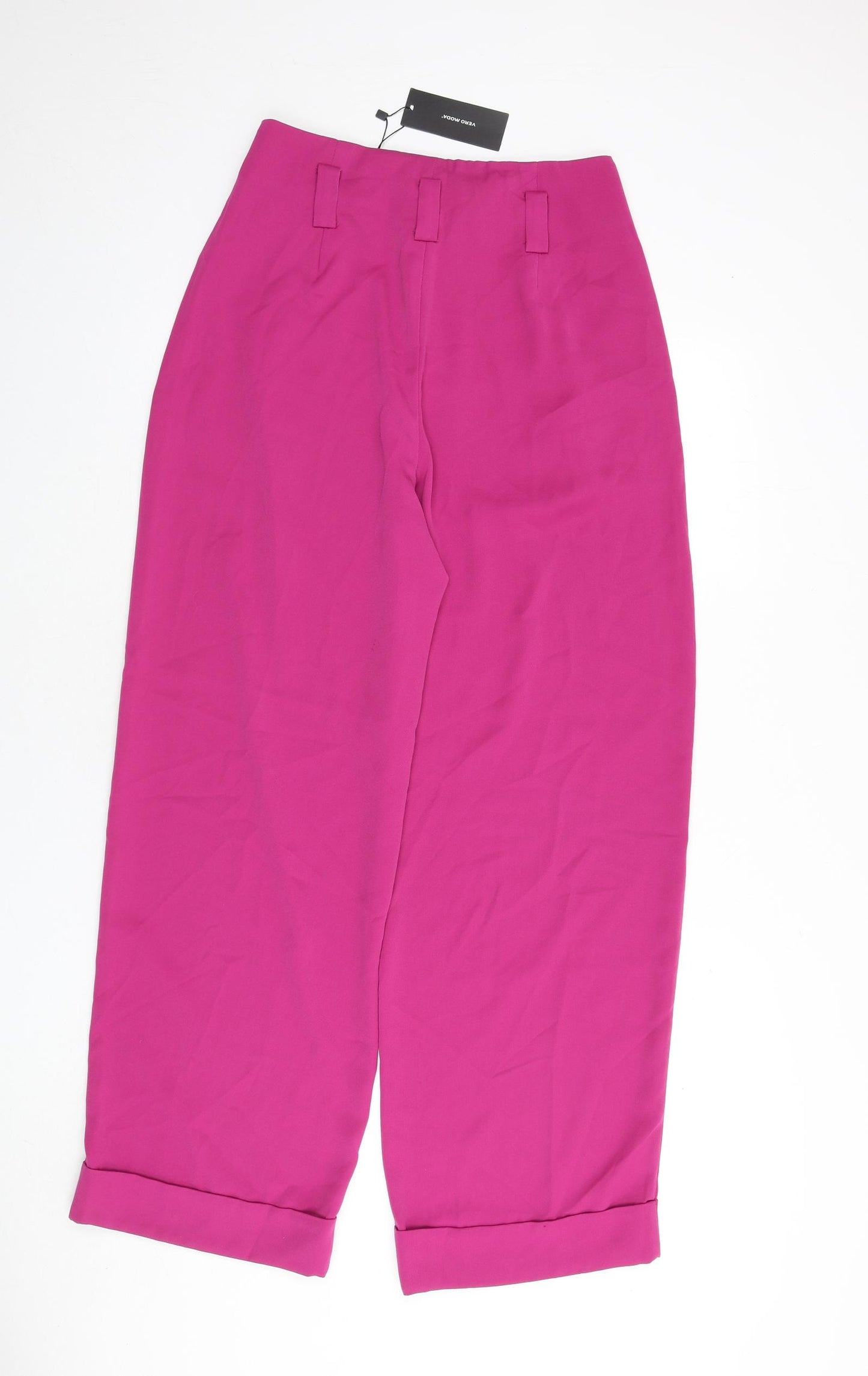 VERO MODA Womens Purple Polyester Trousers Size 8 L28 in Regular Zip