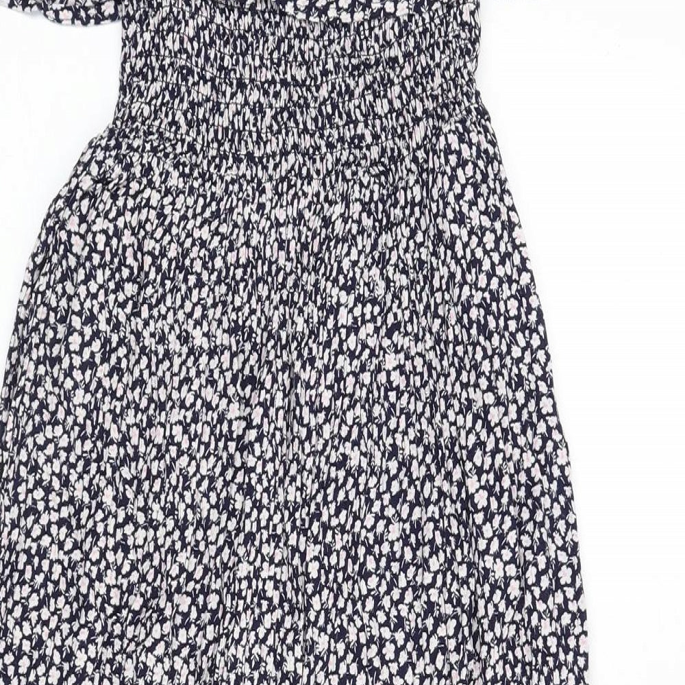 NEXT Womens Multicoloured Floral Viscose A-Line Size 8 Off the Shoulder Pullover - Slit