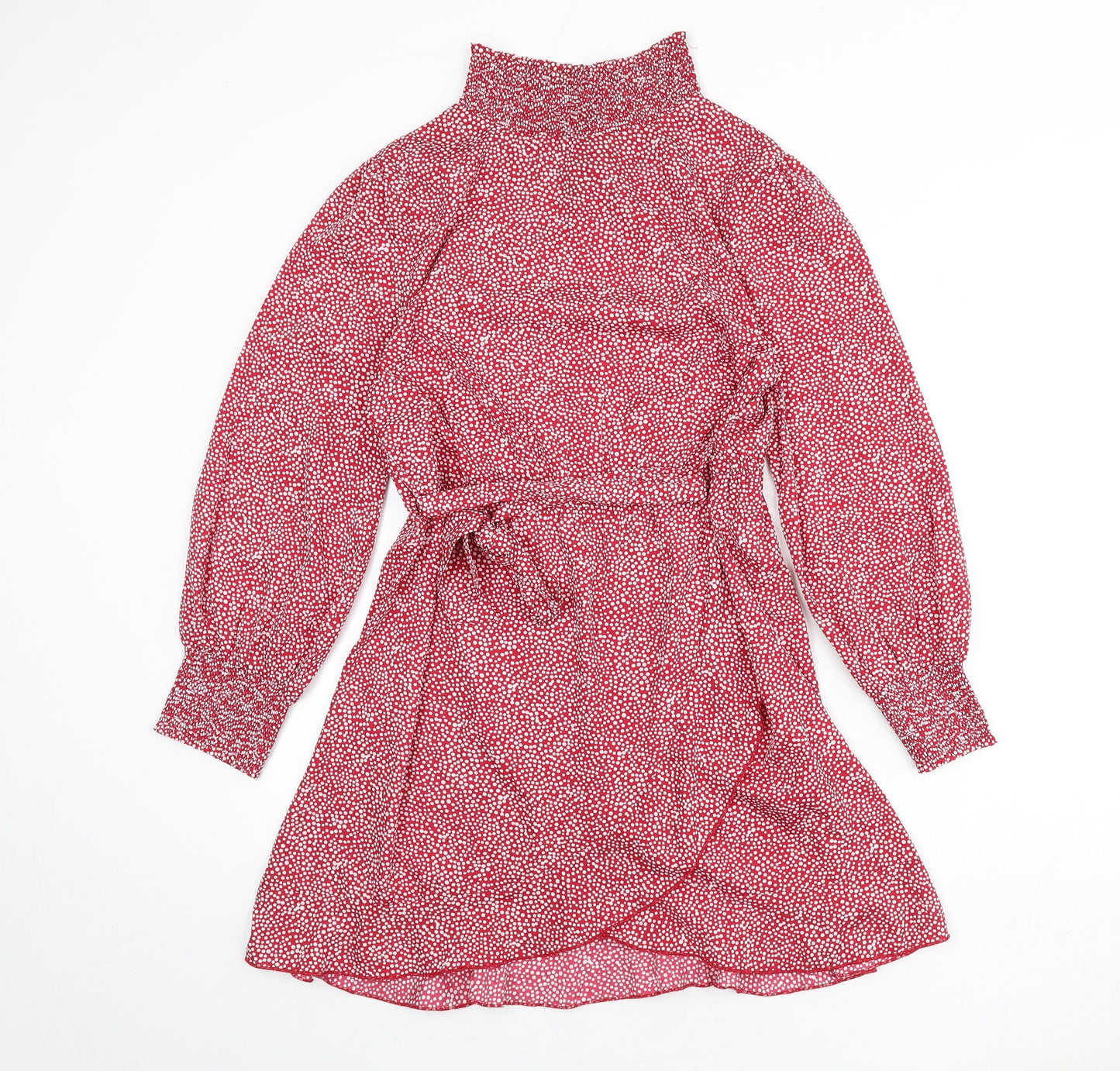 Influence Womens Red Polka Dot Polyester A-Line Size 8 Mock Neck Pullover