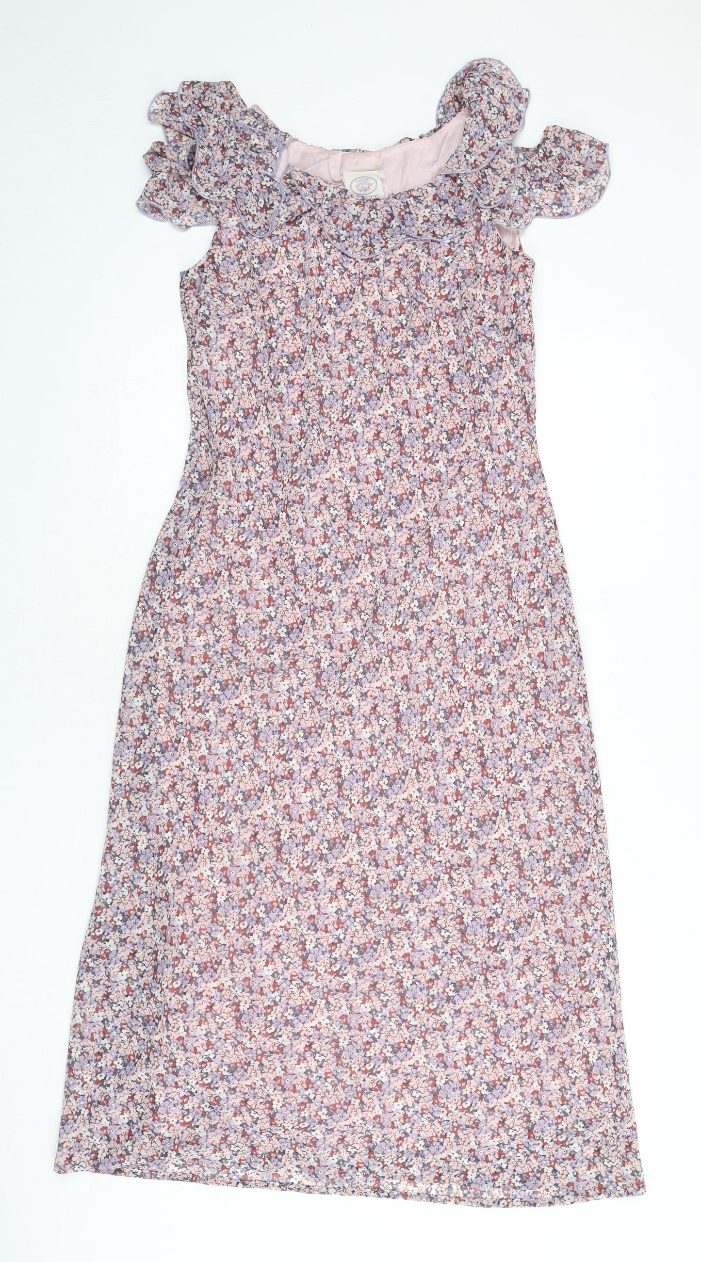 Laura Ashley Womens Multicoloured Floral Polyester A-Line Size 12 Boat Neck Pullover