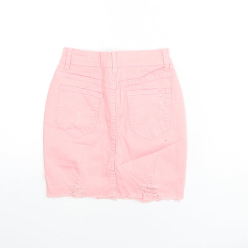 Denim Wise Womens Pink Cotton Bandage Skirt Size 6 Zip - Distressed Denim, Skinny