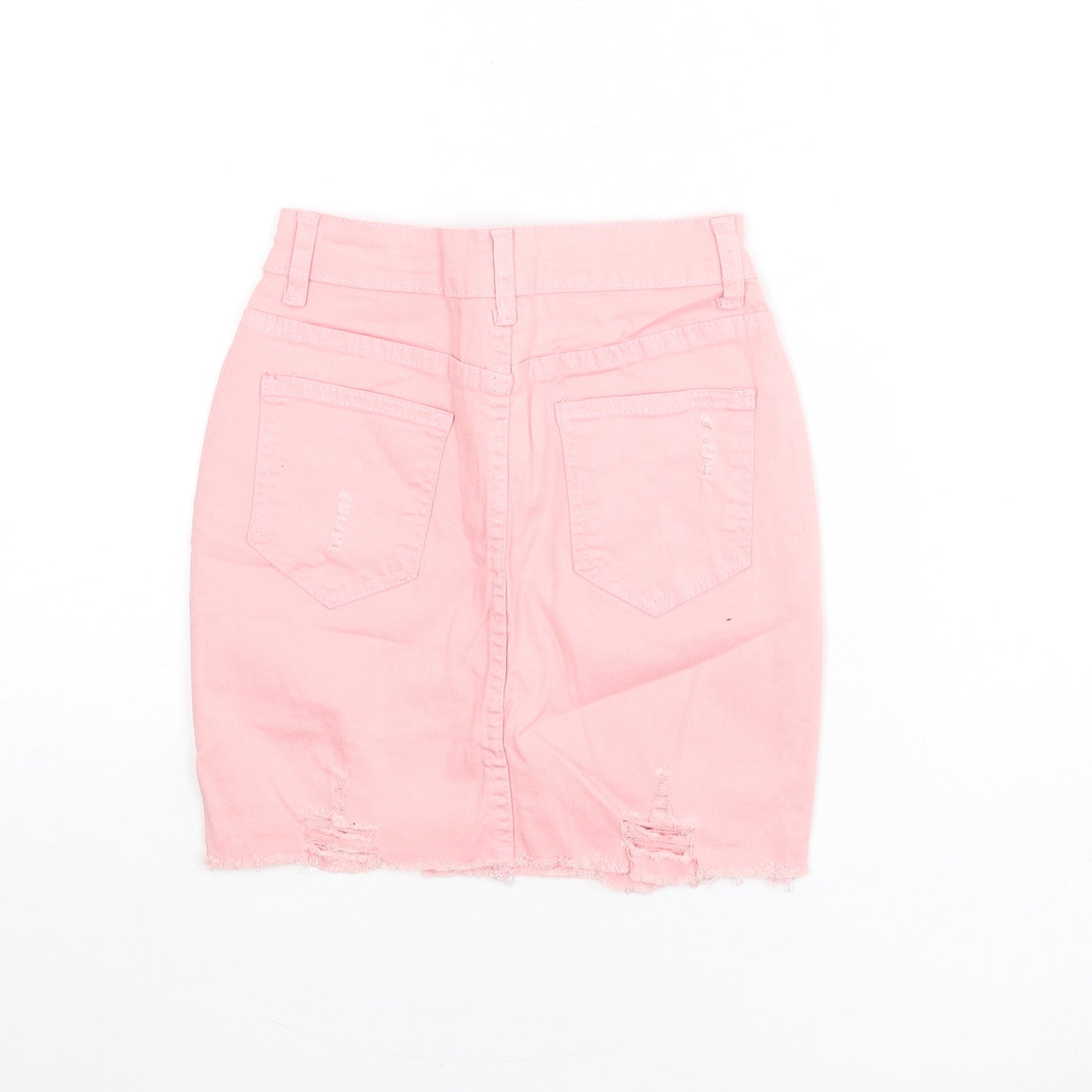 Denim Wise Womens Pink Cotton Bandage Skirt Size 6 Zip - Distressed Denim, Skinny