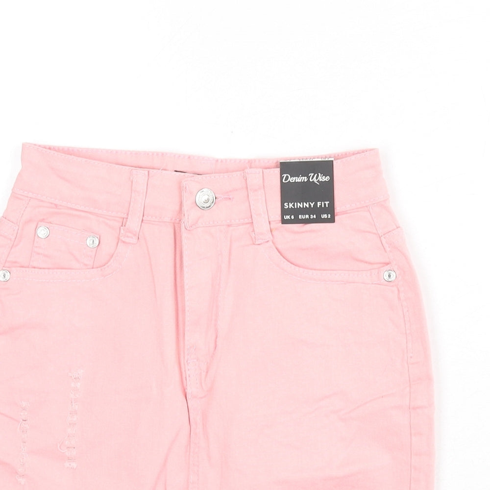 Denim Wise Womens Pink Cotton Bandage Skirt Size 6 Zip - Distressed Denim, Skinny
