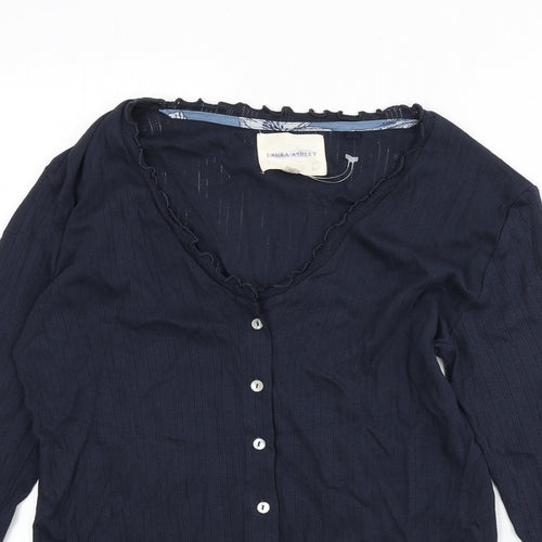 Laura Ashley Womens Blue Geometric 100% Cotton Top Pyjama Top Size 10 Button