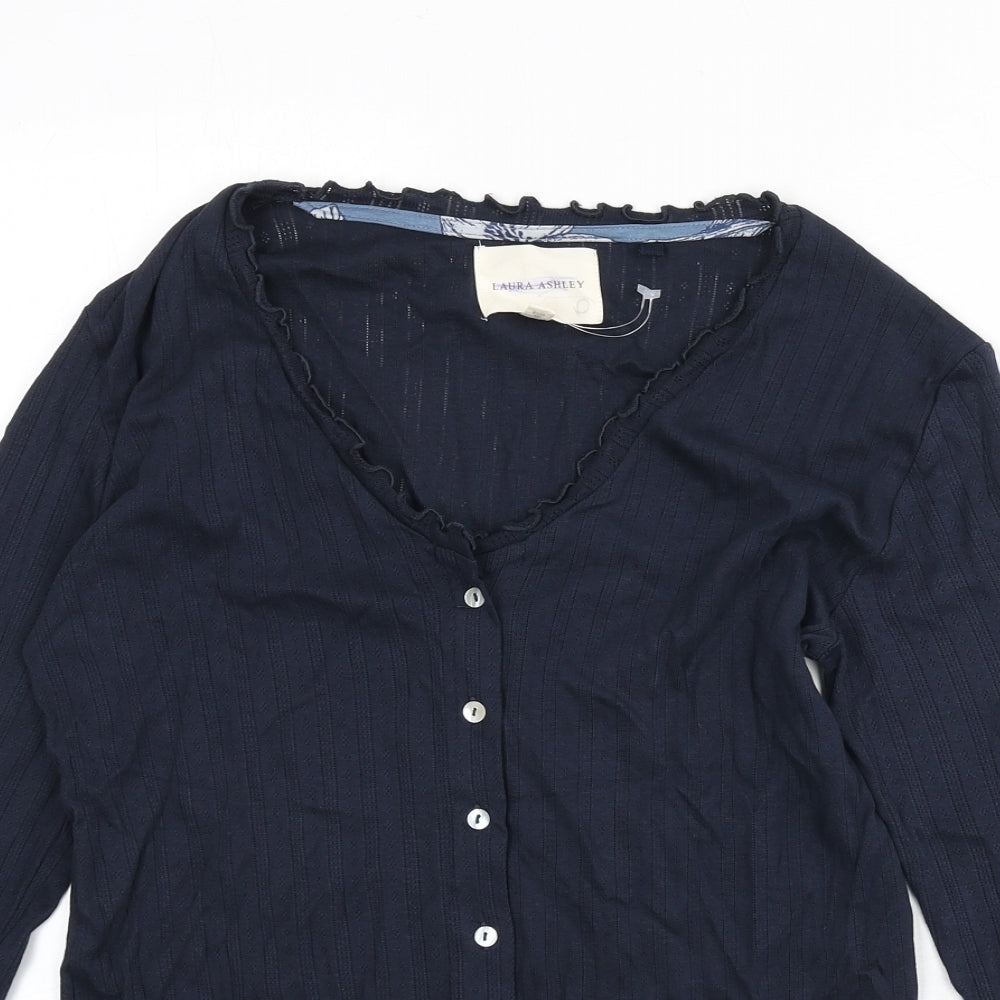 Laura Ashley Womens Blue Geometric 100% Cotton Top Pyjama Top Size 10 Button