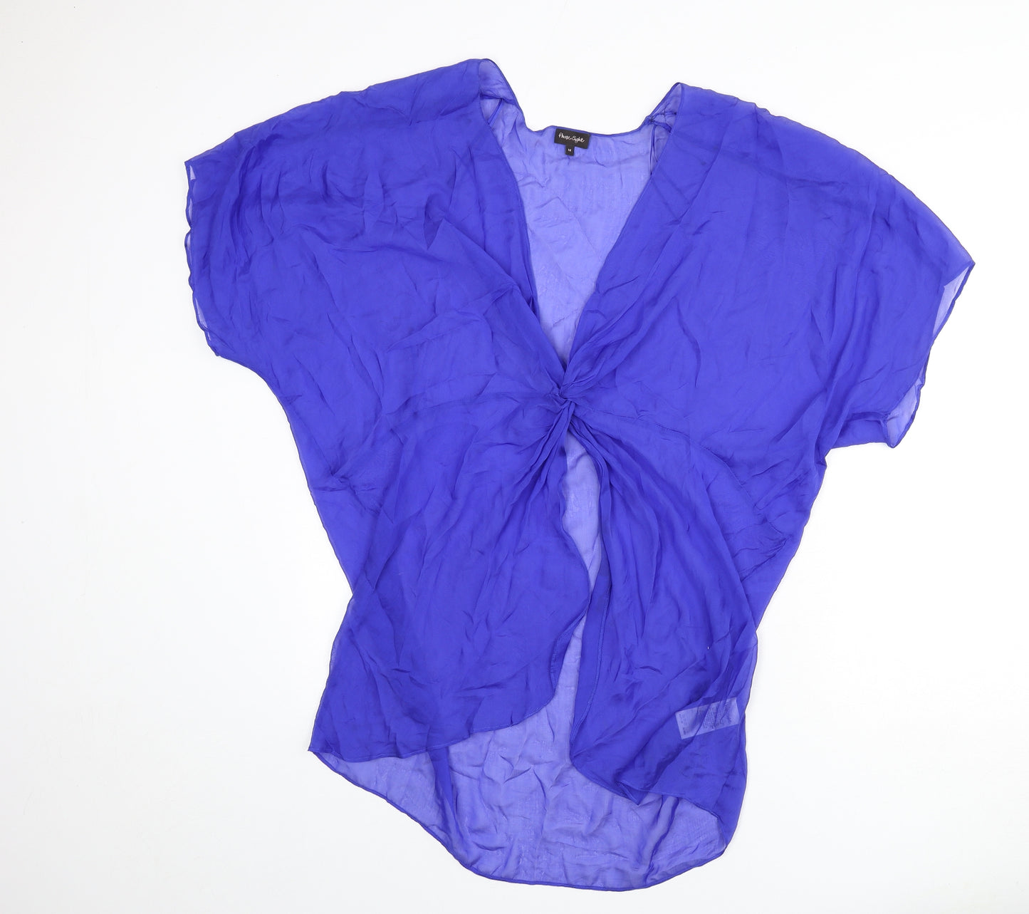Phase Eight Womens Blue Silk Tunic Blouse Size M V-Neck - Knot Front