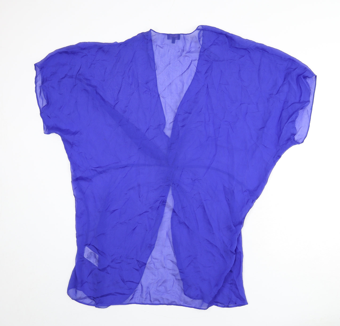 Phase Eight Womens Blue Silk Tunic Blouse Size M V-Neck - Knot Front