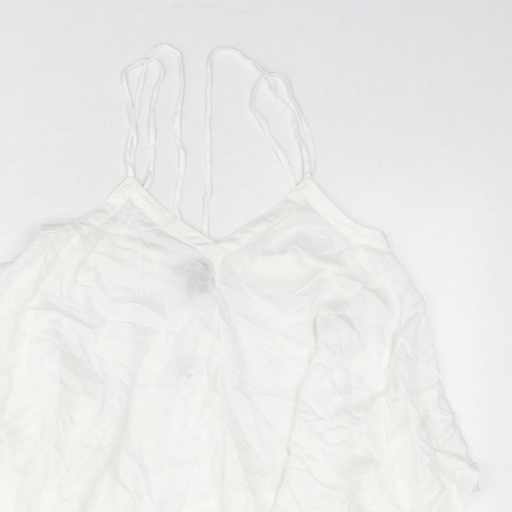 H&M Womens Ivory Geometric Viscose Camisole Tank Size 10 V-Neck