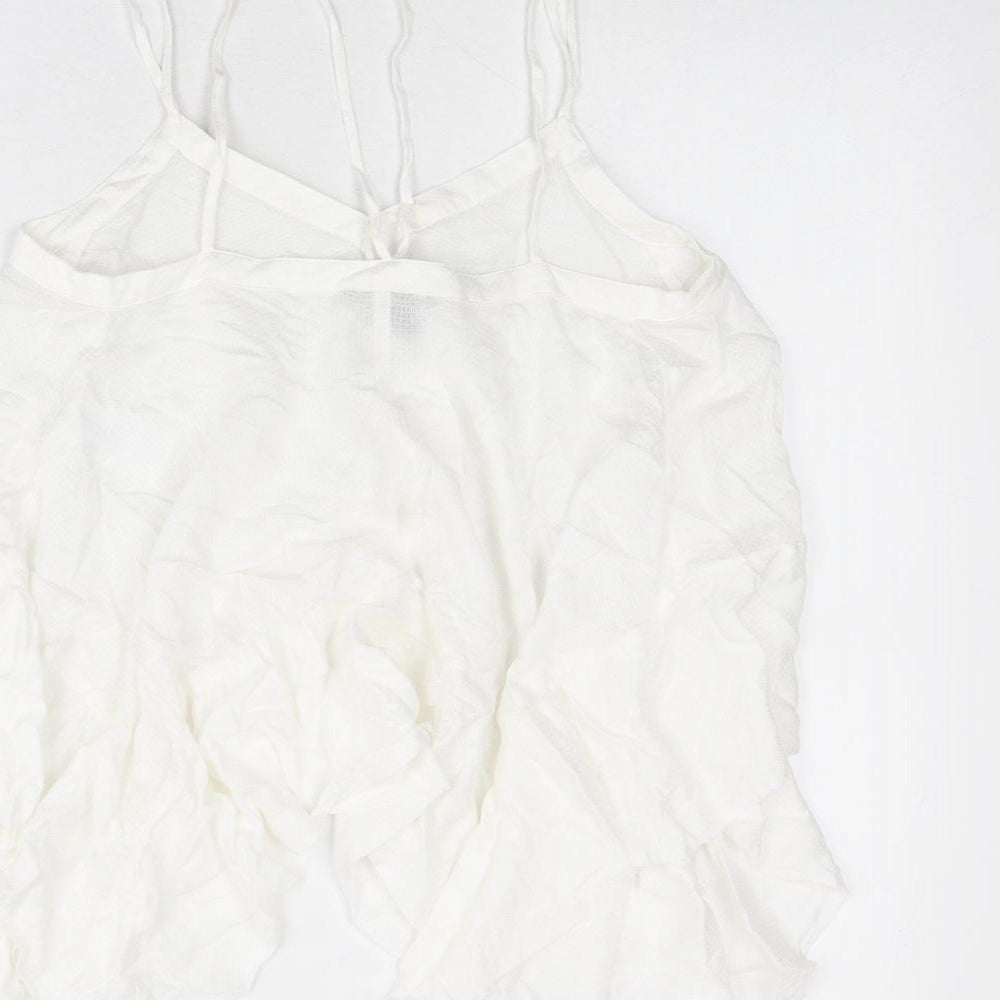 H&M Womens Ivory Geometric Viscose Camisole Tank Size 10 V-Neck