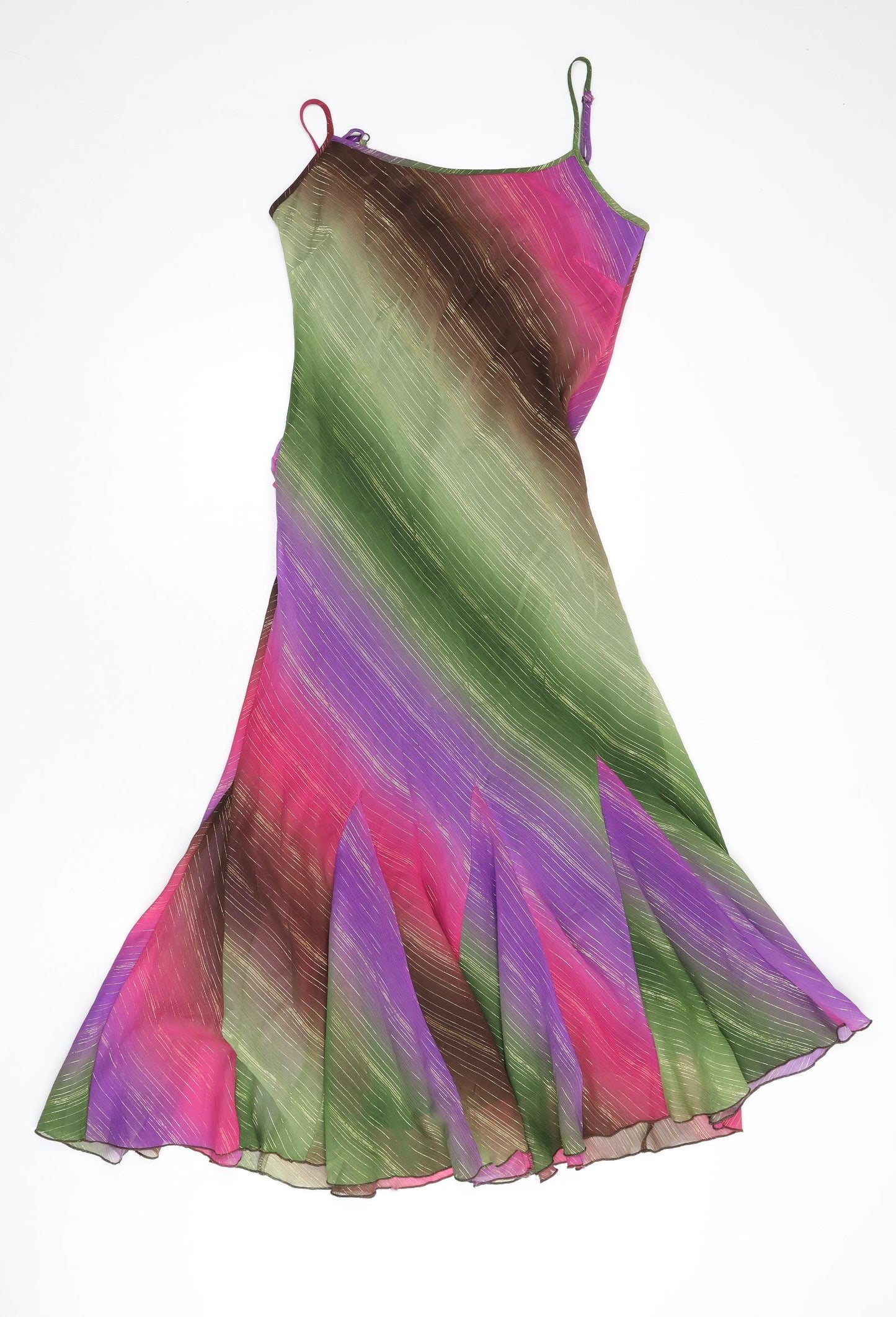 NEXT Womens Multicoloured Geometric Polyester Mermaid Size 10 Scoop Neck Pullover - Gradient Effect, Tie Detail