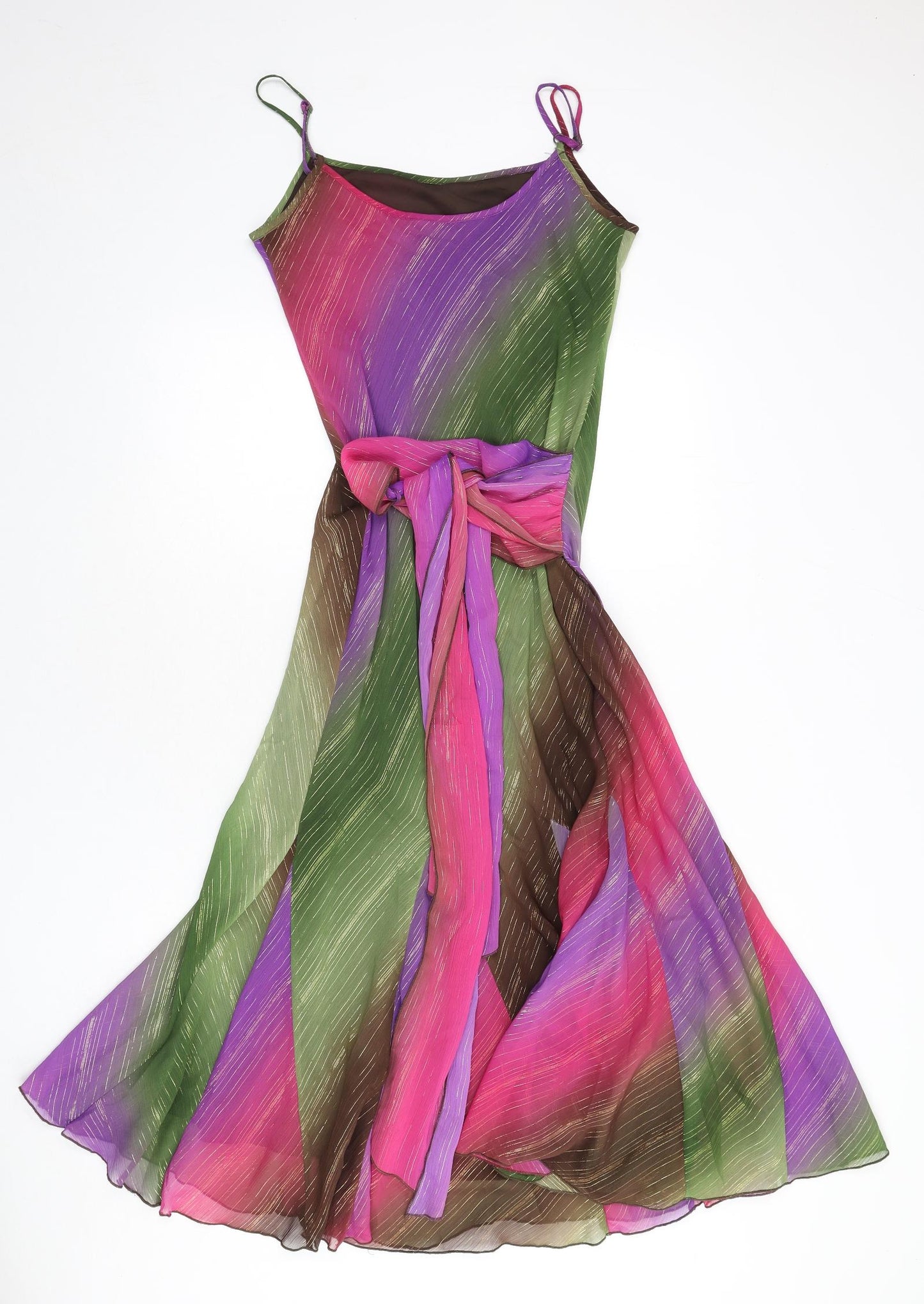 NEXT Womens Multicoloured Geometric Polyester Mermaid Size 10 Scoop Neck Pullover - Gradient Effect, Tie Detail