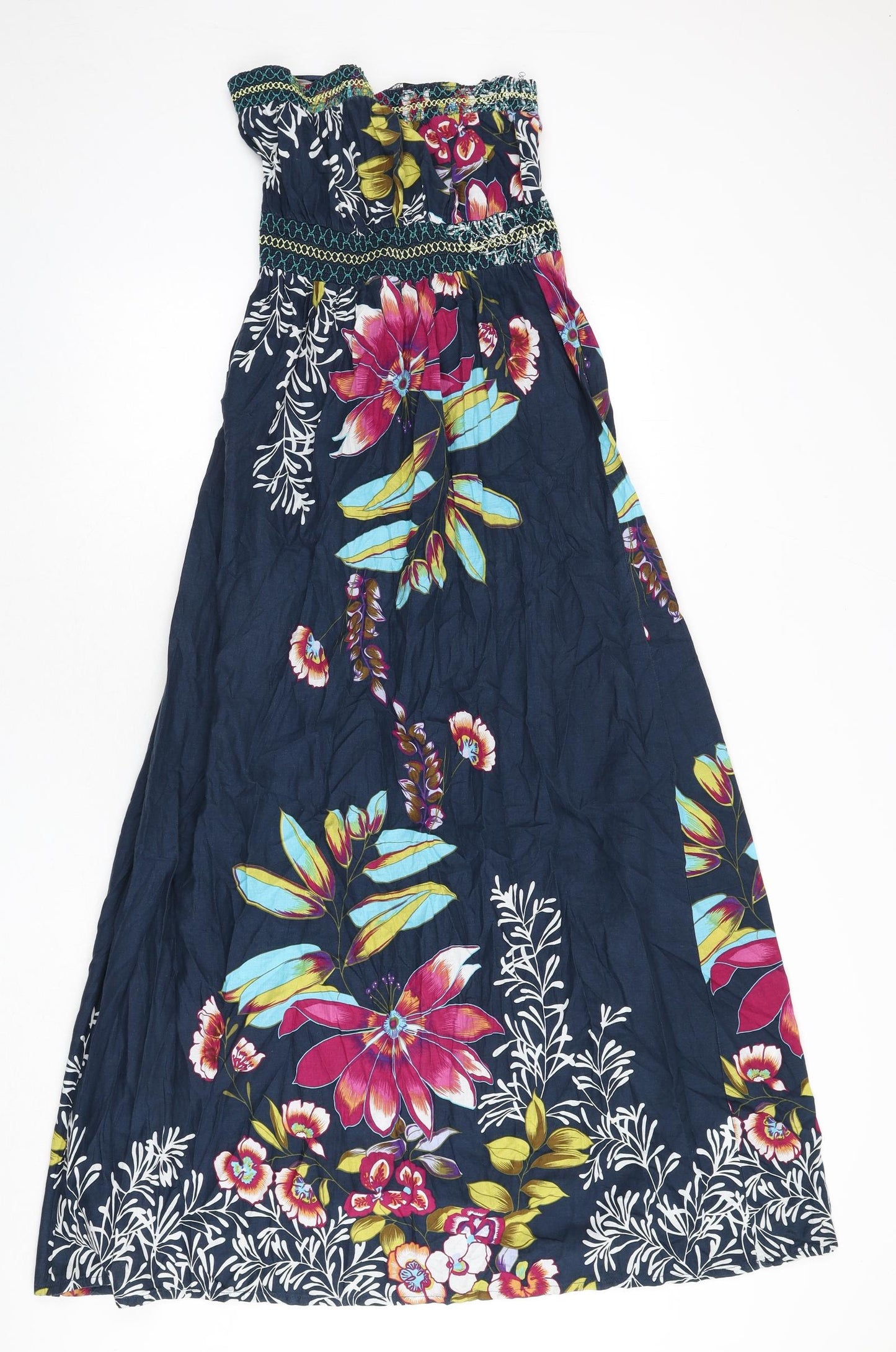 AX Paris Womens Blue Floral 100% Cotton Maxi Size 12 Off the Shoulder Pullover