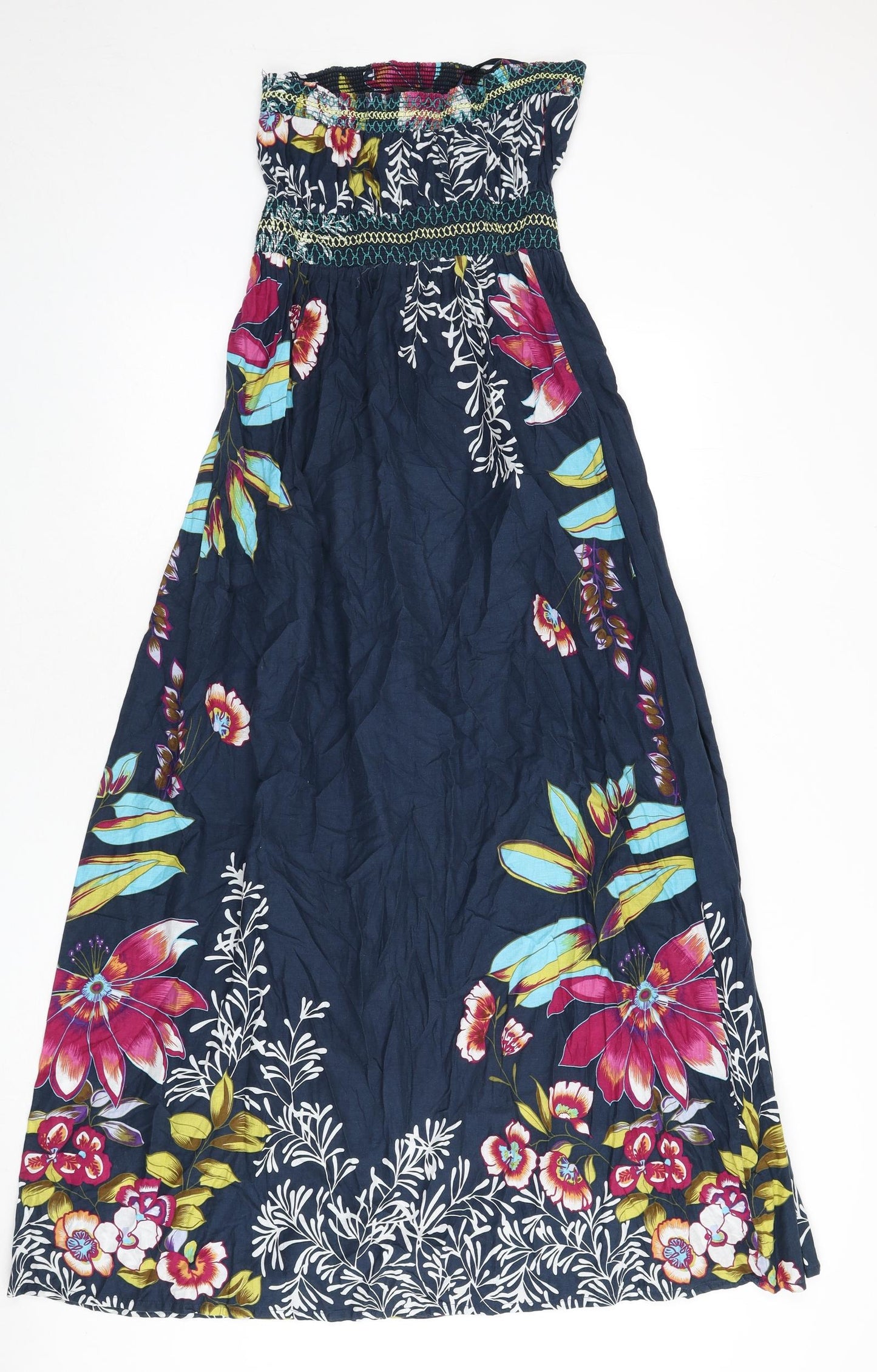 AX Paris Womens Blue Floral 100% Cotton Maxi Size 12 Off the Shoulder Pullover