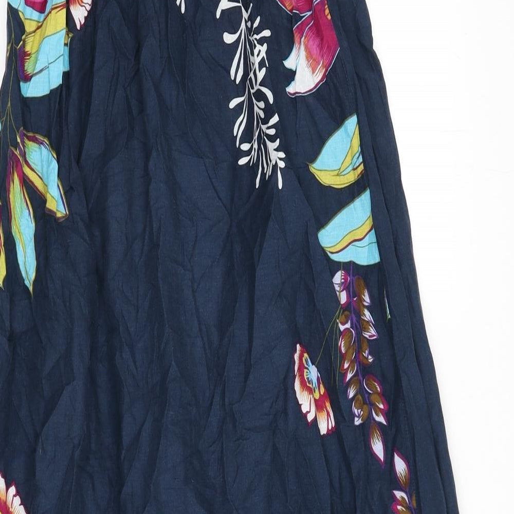 AX Paris Womens Blue Floral 100% Cotton Maxi Size 12 Off the Shoulder Pullover