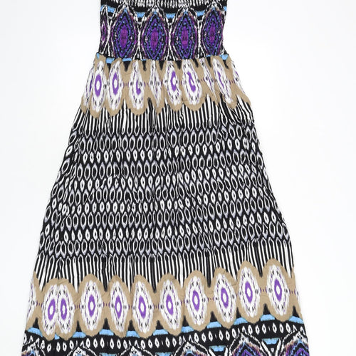 Marks and Spencer Womens Multicoloured Geometric Viscose Maxi Size 12 Halter Tie