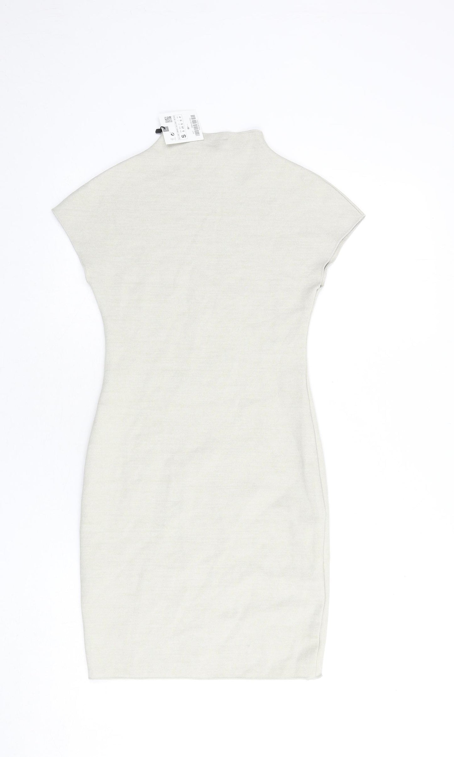 Zara Womens Beige Viscose Bodycon Size S Round Neck Pullover