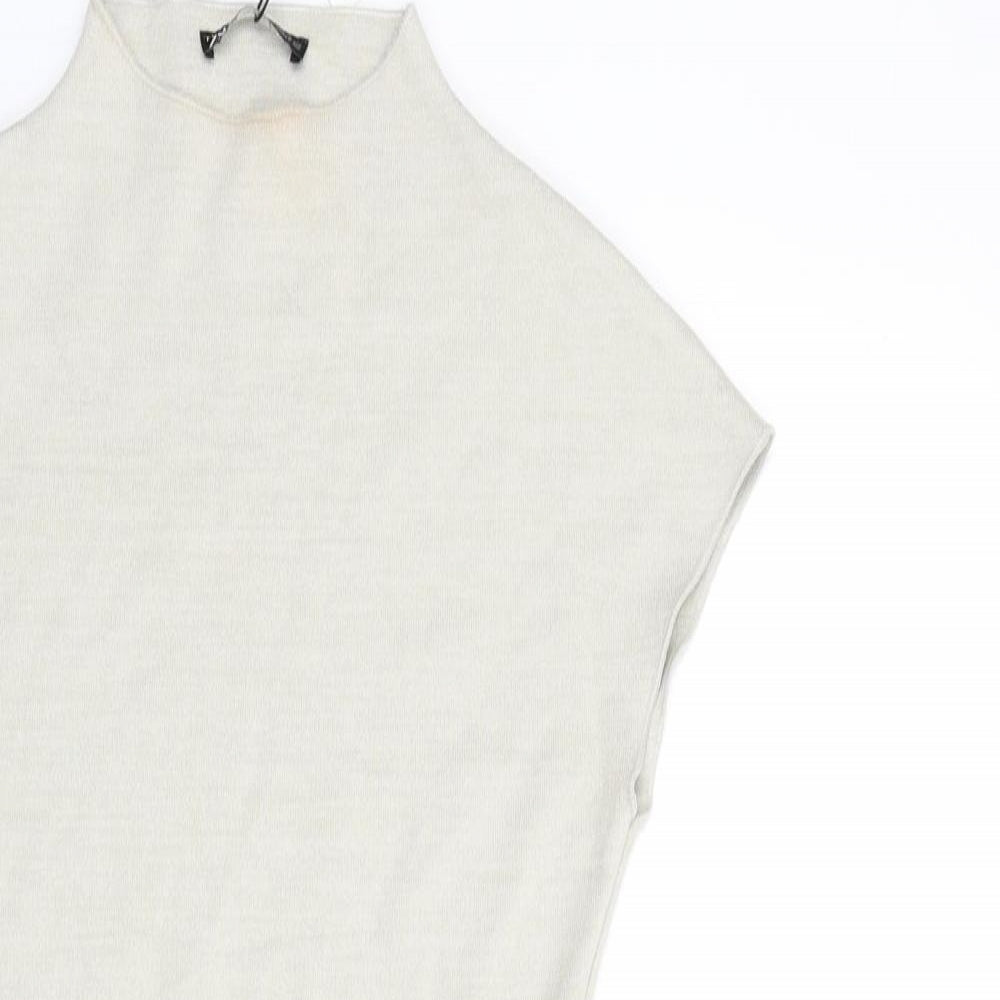 Zara Womens Beige Viscose Bodycon Size S Round Neck Pullover