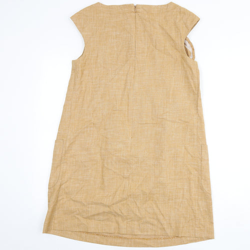 H&M Womens Yellow Cotton A-Line Size 12 Scoop Neck Zip