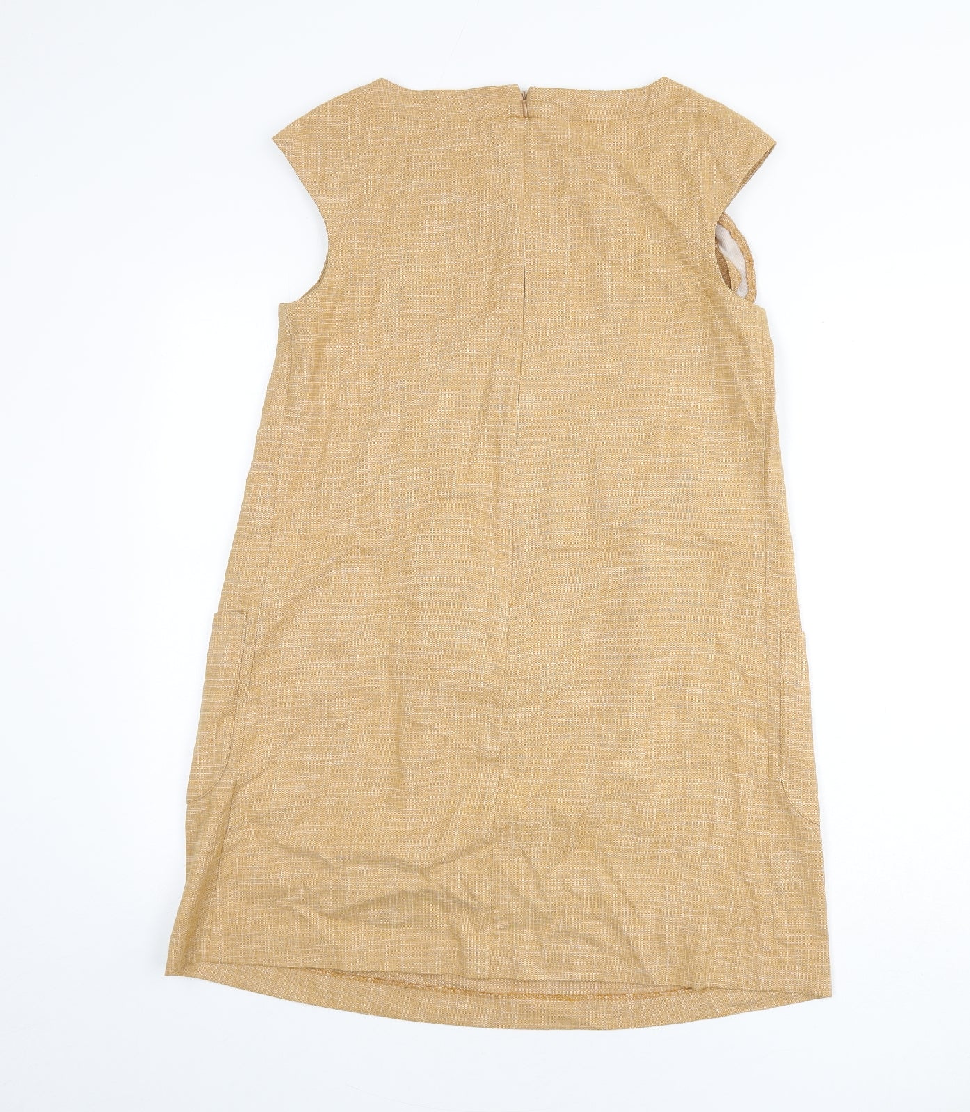 H&M Womens Yellow Cotton A-Line Size 12 Scoop Neck Zip