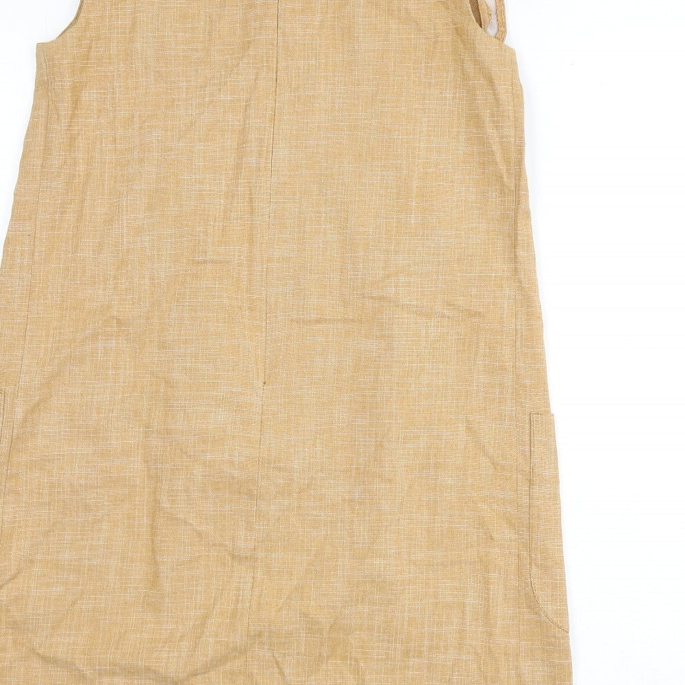 H&M Womens Yellow Cotton A-Line Size 12 Scoop Neck Zip