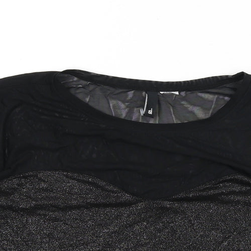 Divided by H&M Womens Black Polyamide Cropped T-Shirt Size S Round Neck - Sparkle