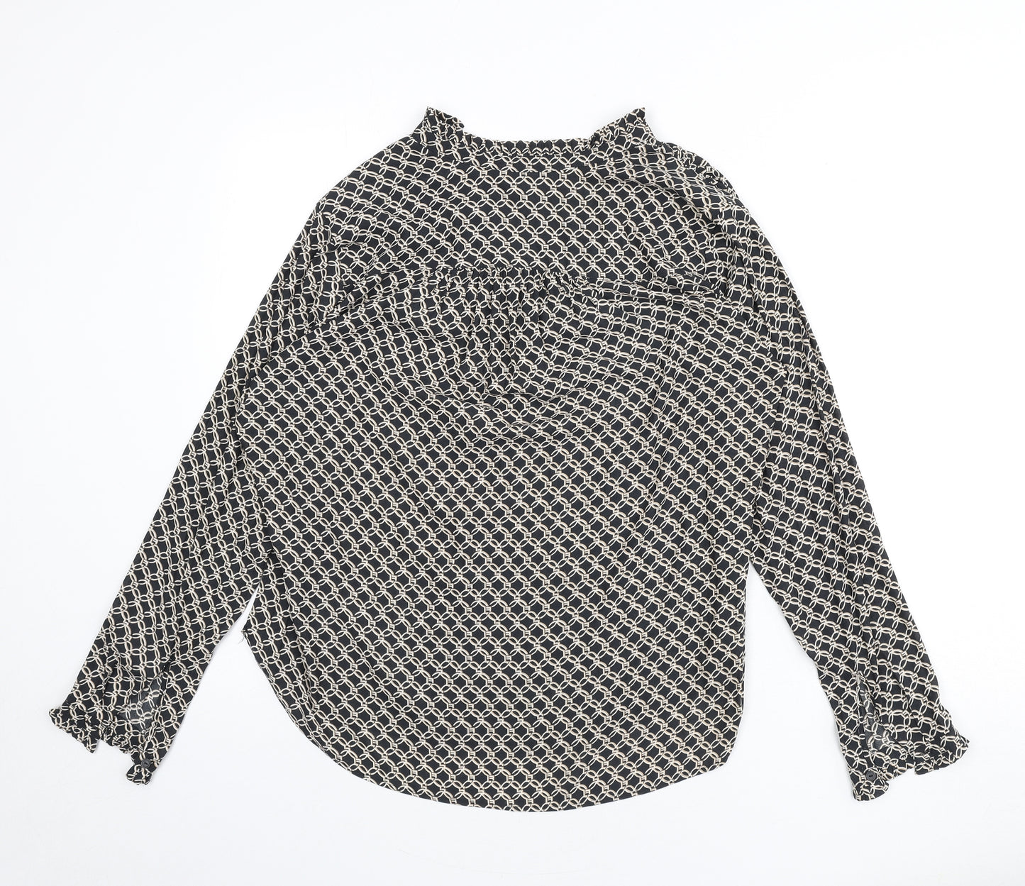 H&M Womens Grey Geometric Polyester Basic Blouse Size 12 V-Neck