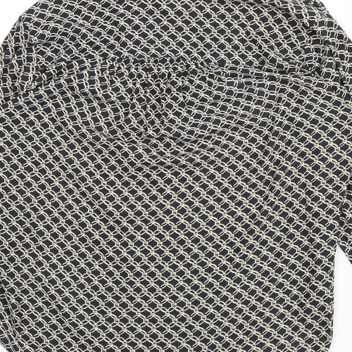 H&M Womens Grey Geometric Polyester Basic Blouse Size 12 V-Neck