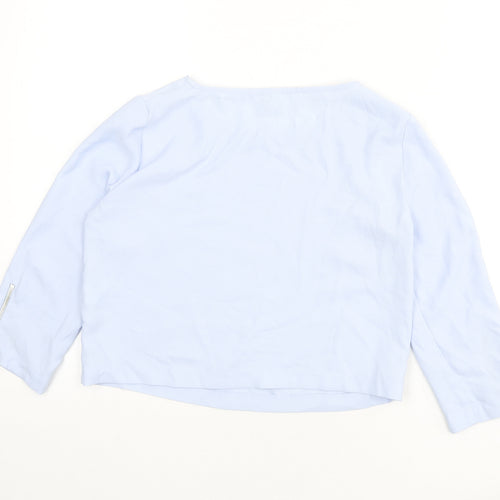 River Island Womens Blue Polyester Basic Blouse Size 6 Round Neck - Zip Sleeves