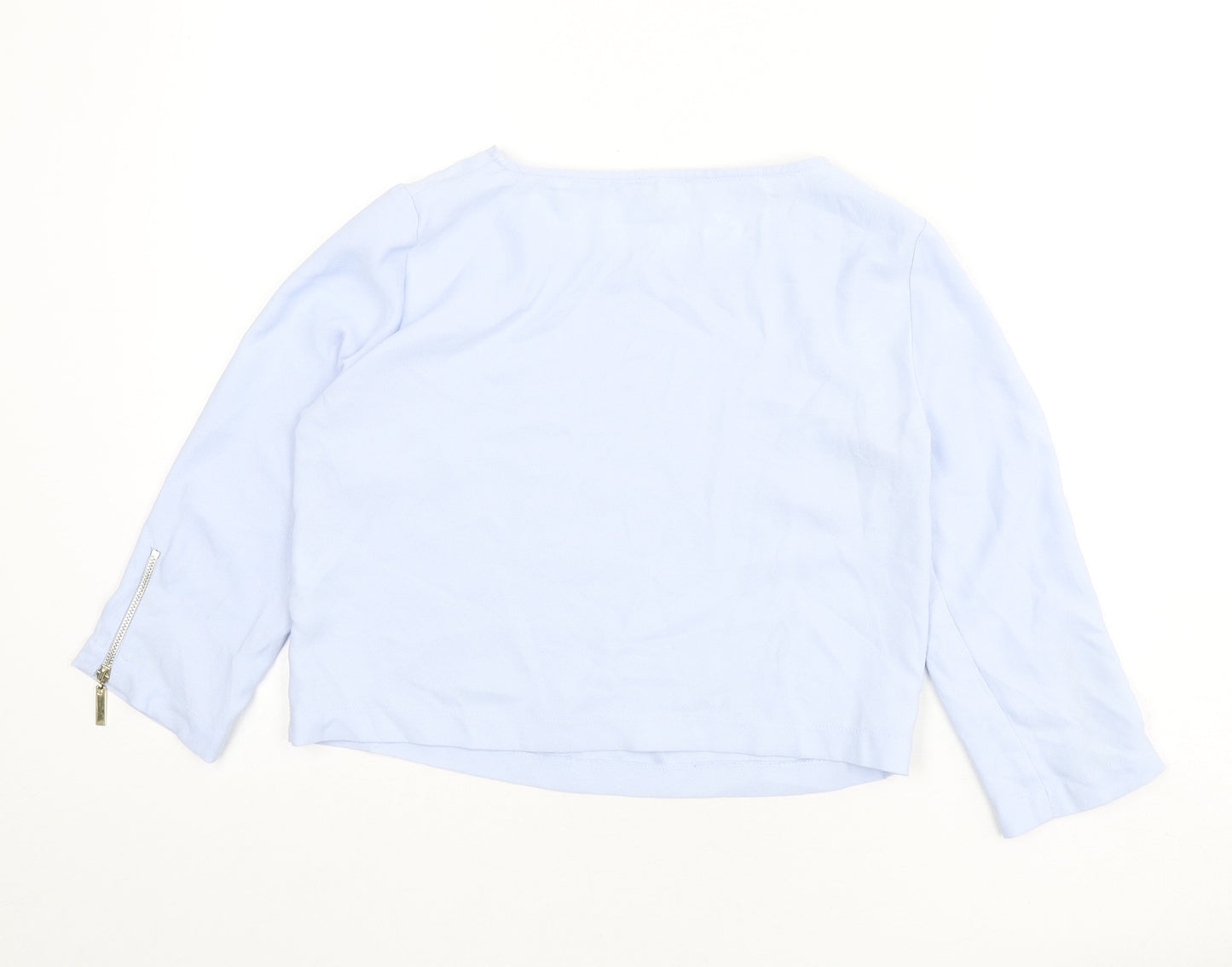 River Island Womens Blue Polyester Basic Blouse Size 6 Round Neck - Zip Sleeves