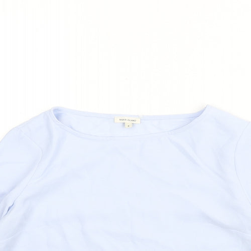 River Island Womens Blue Polyester Basic Blouse Size 6 Round Neck - Zip Sleeves