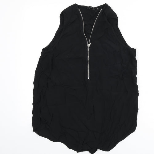 New Look Womens Black Viscose Basic Tank Size 14 V-Neck
