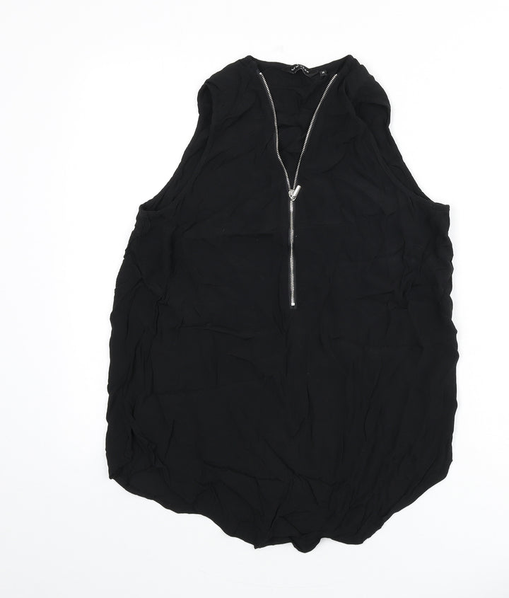 New Look Womens Black Viscose Basic Tank Size 14 V-Neck