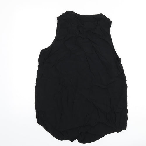 New Look Womens Black Viscose Basic Tank Size 14 V-Neck