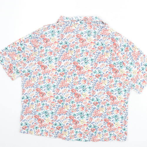 EWM Womens Multicoloured Floral 100% Cotton Cropped Polo Size 18 Collared - Size 18-20