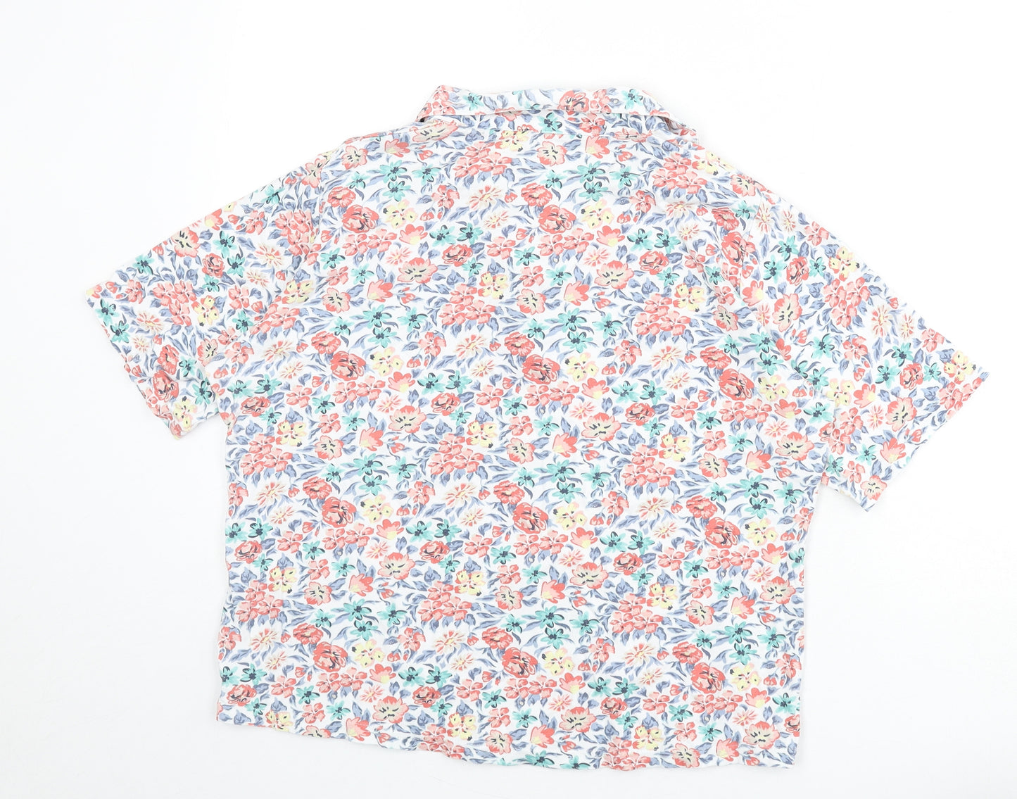 EWM Womens Multicoloured Floral 100% Cotton Cropped Polo Size 18 Collared - Size 18-20