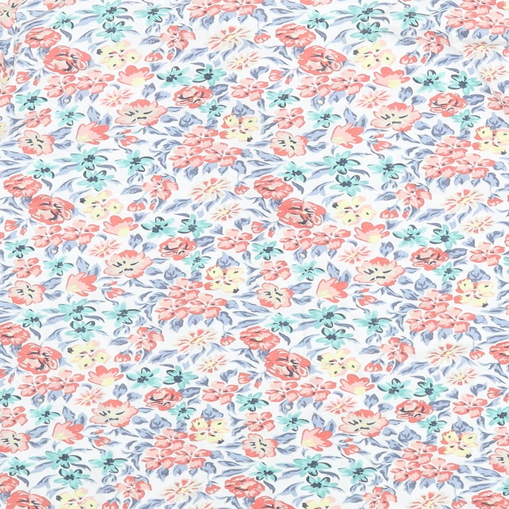 EWM Womens Multicoloured Floral 100% Cotton Cropped Polo Size 18 Collared - Size 18-20
