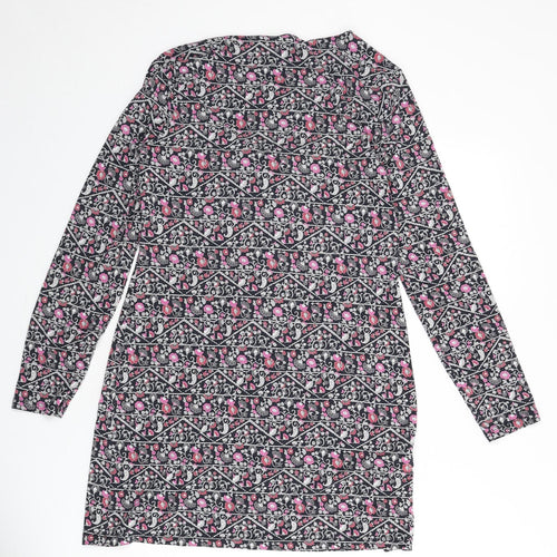 Laura Ashley Womens Multicoloured Geometric Viscose A-Line Size 12 V-Neck Pullover - Knot Front