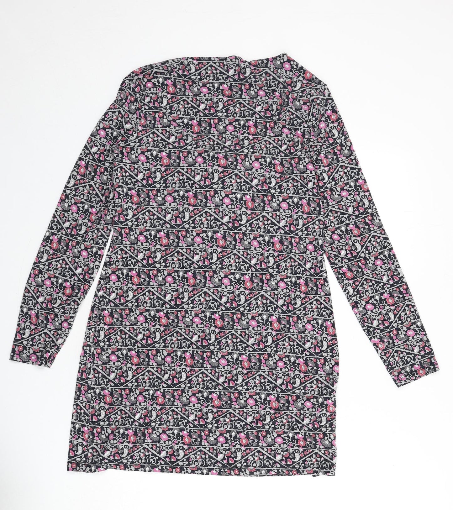 Laura Ashley Womens Multicoloured Geometric Viscose A-Line Size 12 V-Neck Pullover - Knot Front