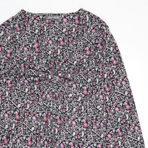 Laura Ashley Womens Multicoloured Geometric Viscose A-Line Size 12 V-Neck Pullover - Knot Front