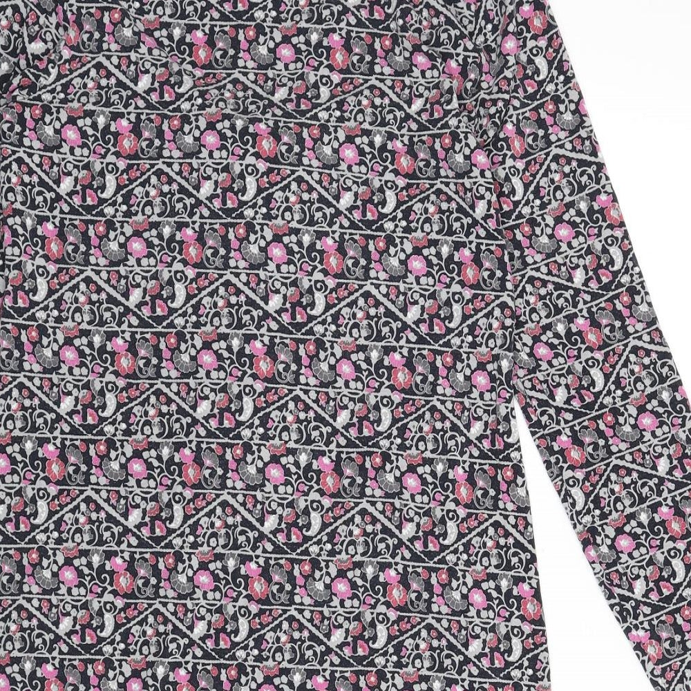 Laura Ashley Womens Multicoloured Geometric Viscose A-Line Size 12 V-Neck Pullover - Knot Front